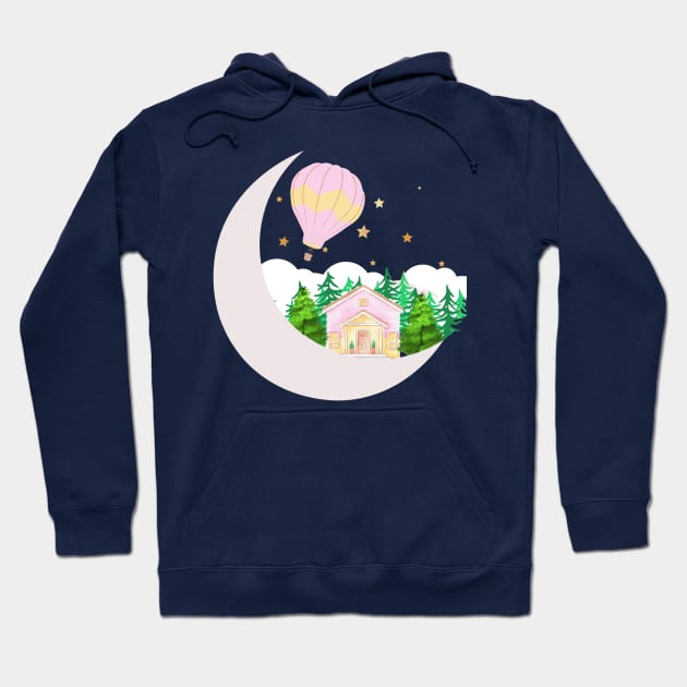 Moon cabin woods house - Fantasy Hoodie by LukjanovArt